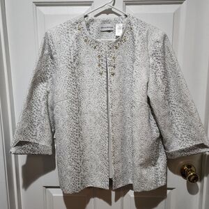 Alfred Dunner White Blazer with Textured Lapel